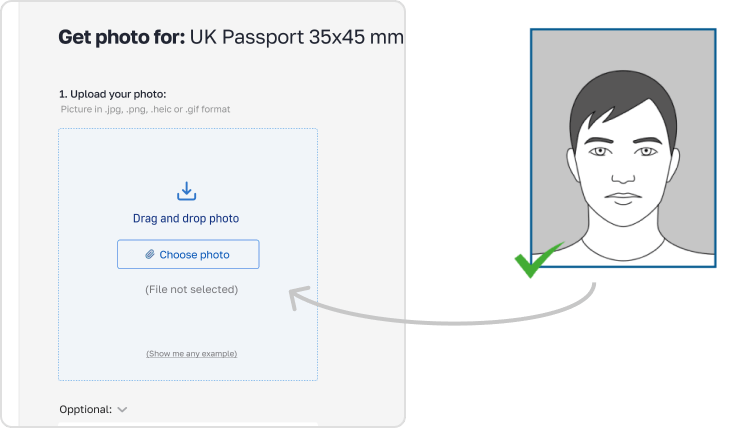 Upload your driving license photo to PhotoGov